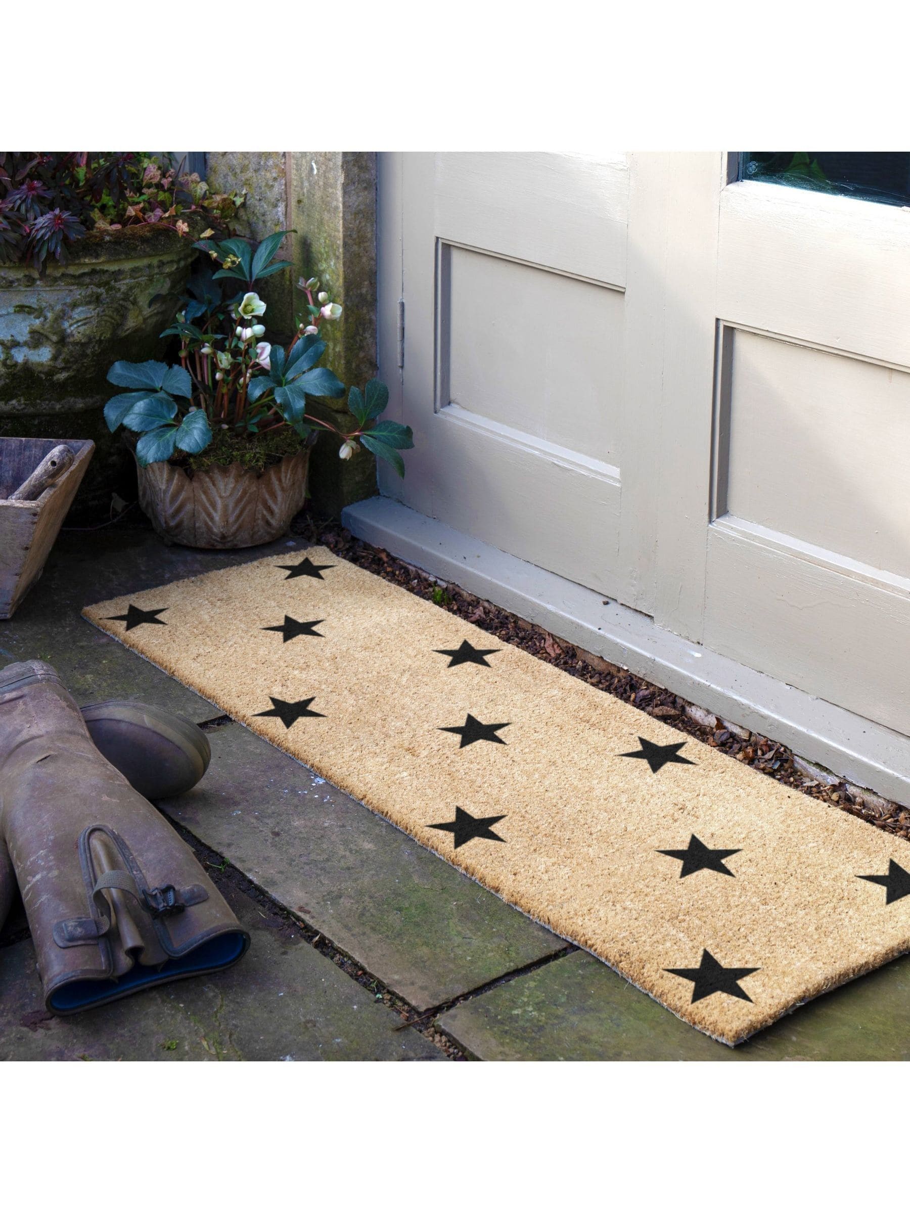 Artsy Mats doormat natural and black multi stars 120x40cm, UK version