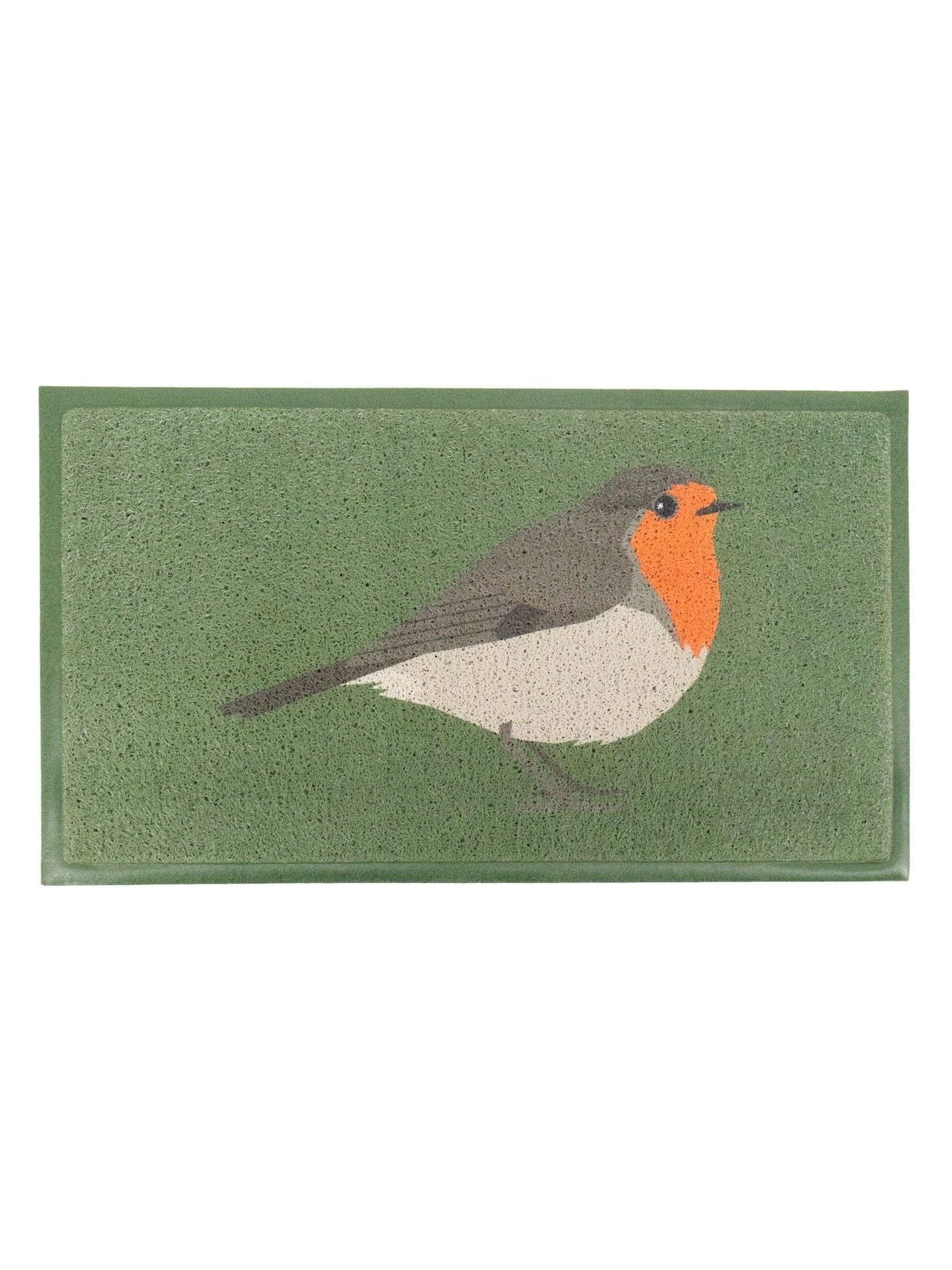 Artsy Mats green Christmas robin doormat 70x40cm (British brand)