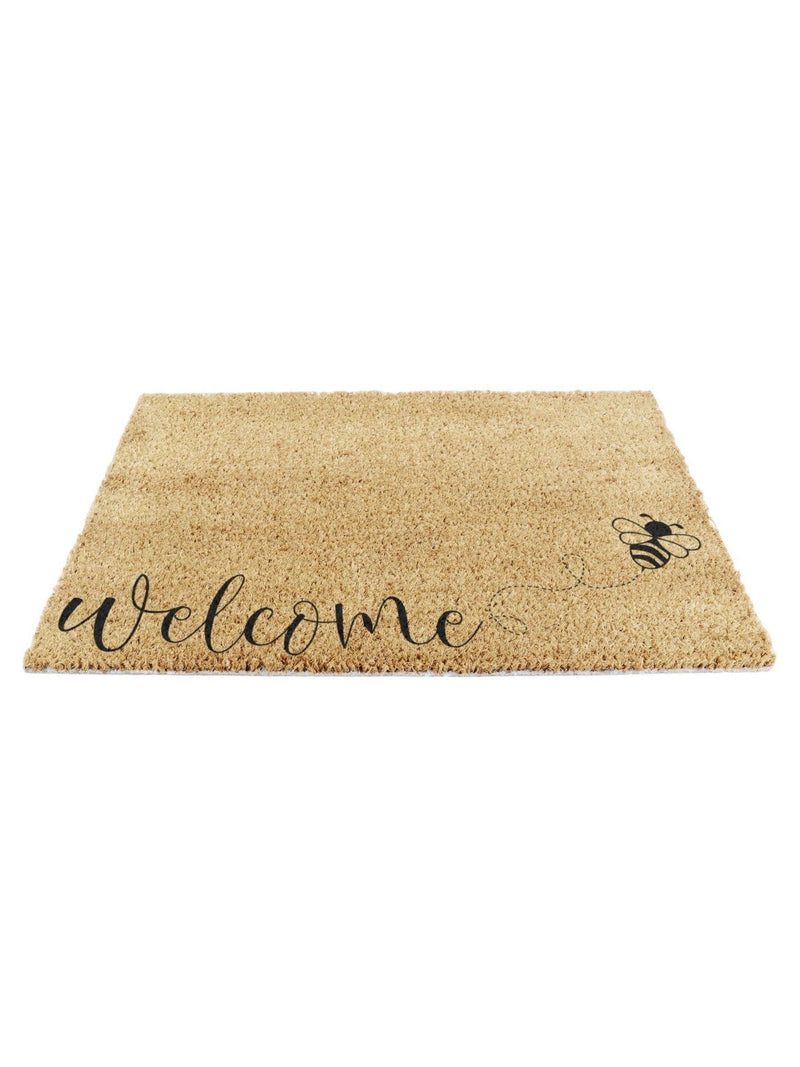 Artsy Mats natural and black bee doormat, UK version