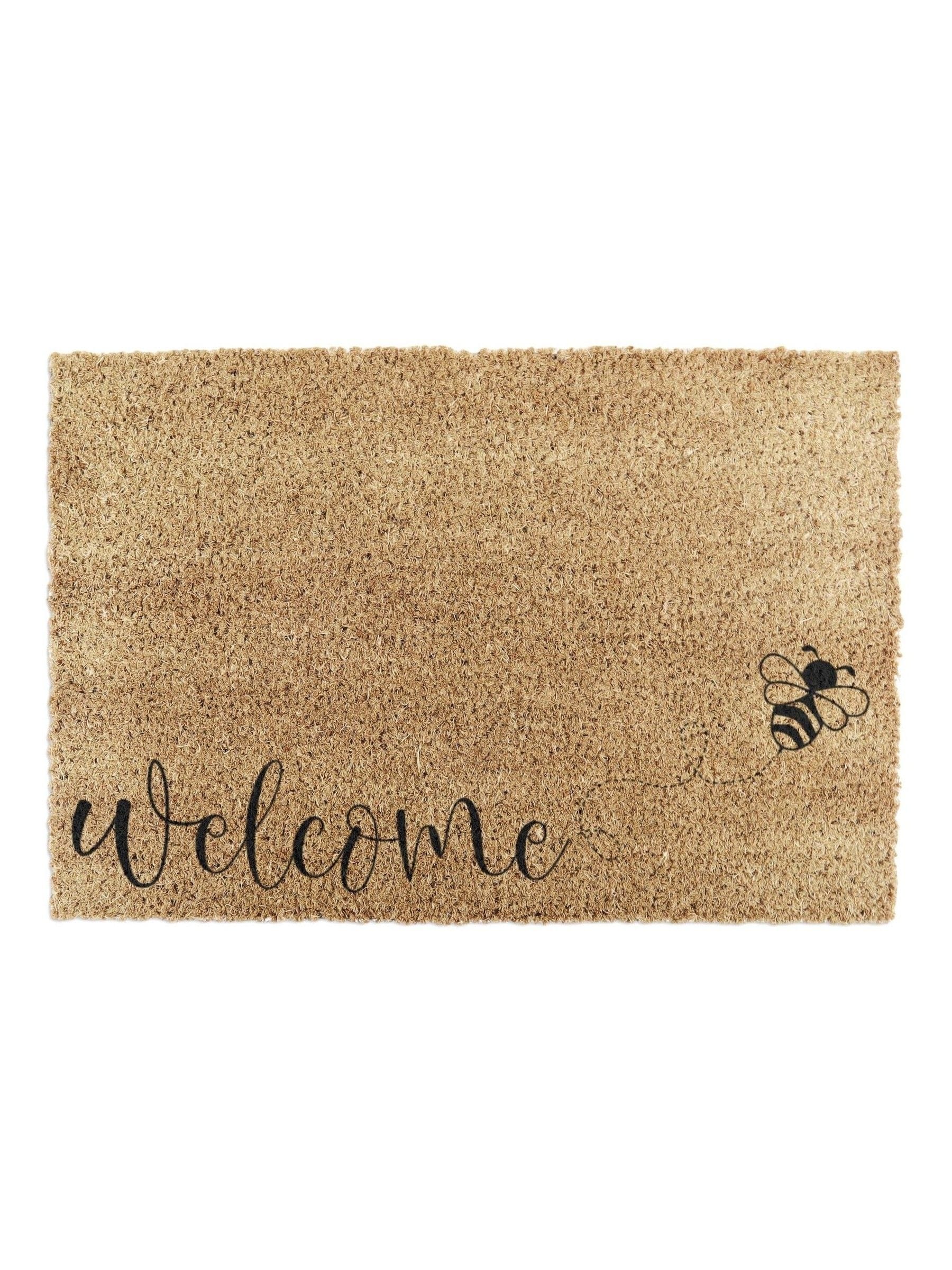 Artsy Mats natural and black bee doormat, UK version