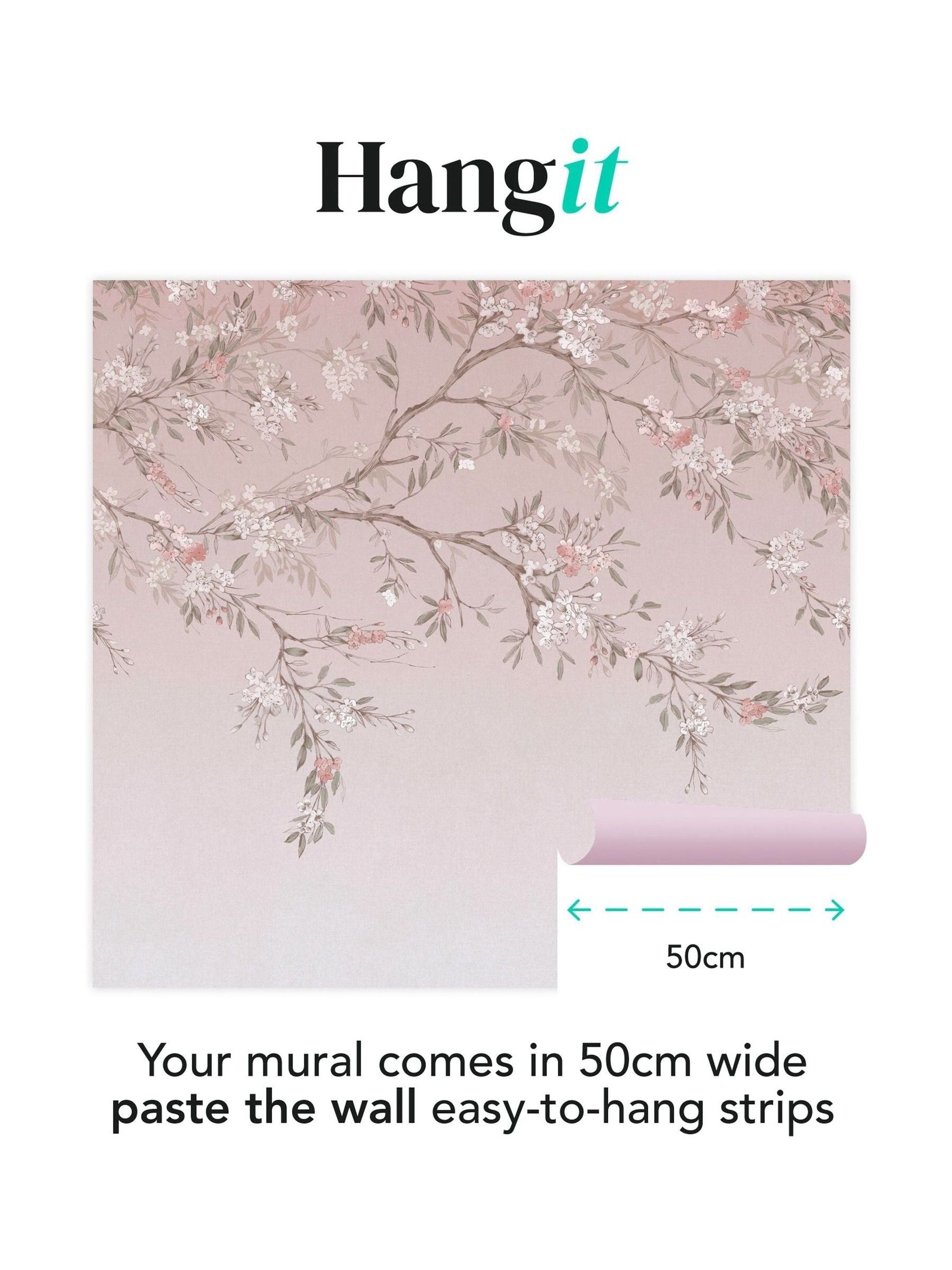 Art For The Home Pink Blossom Trail mural 3M - British product