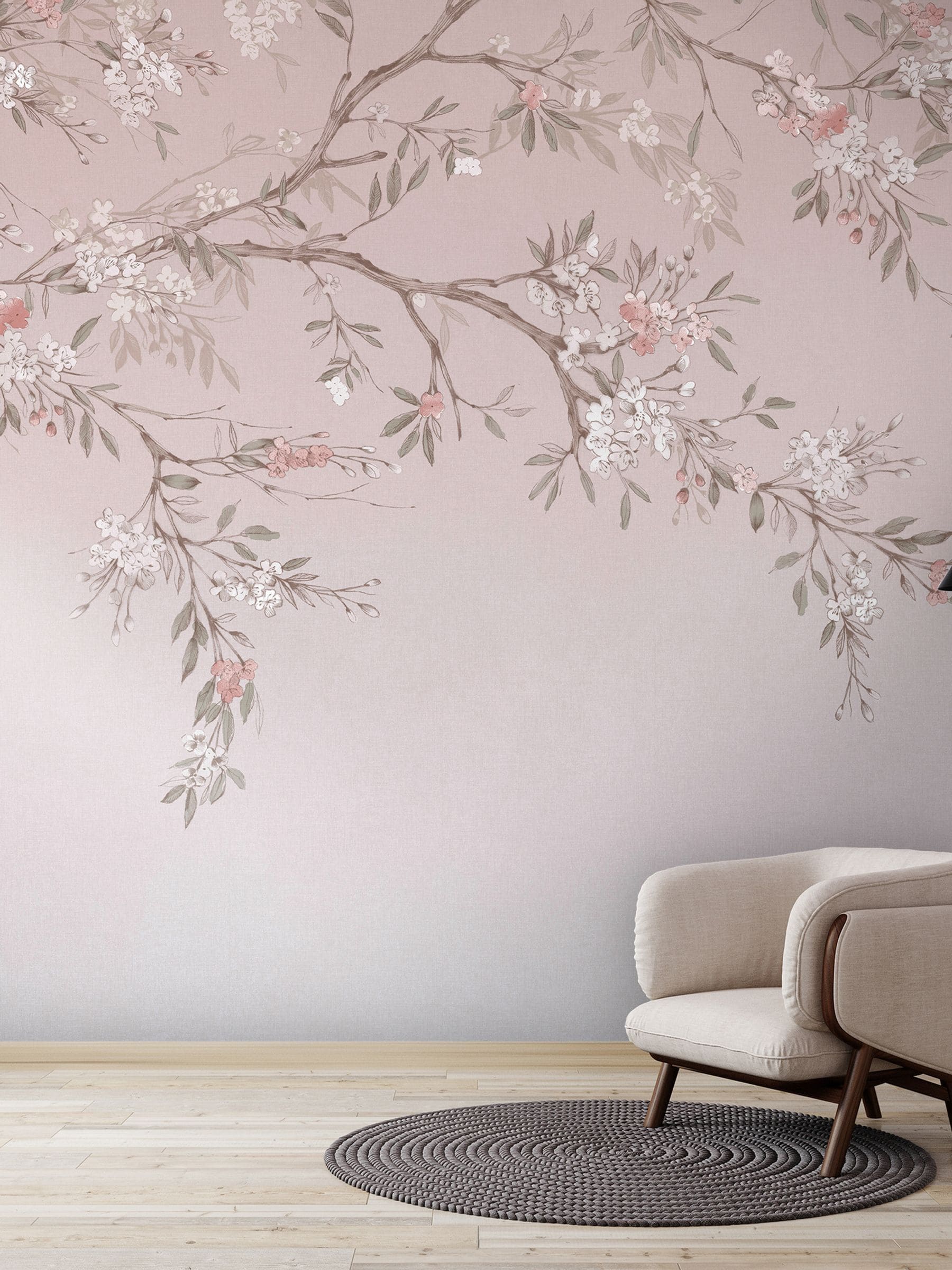 Art For The Home Pink Blossom Trail mural 3M - British product