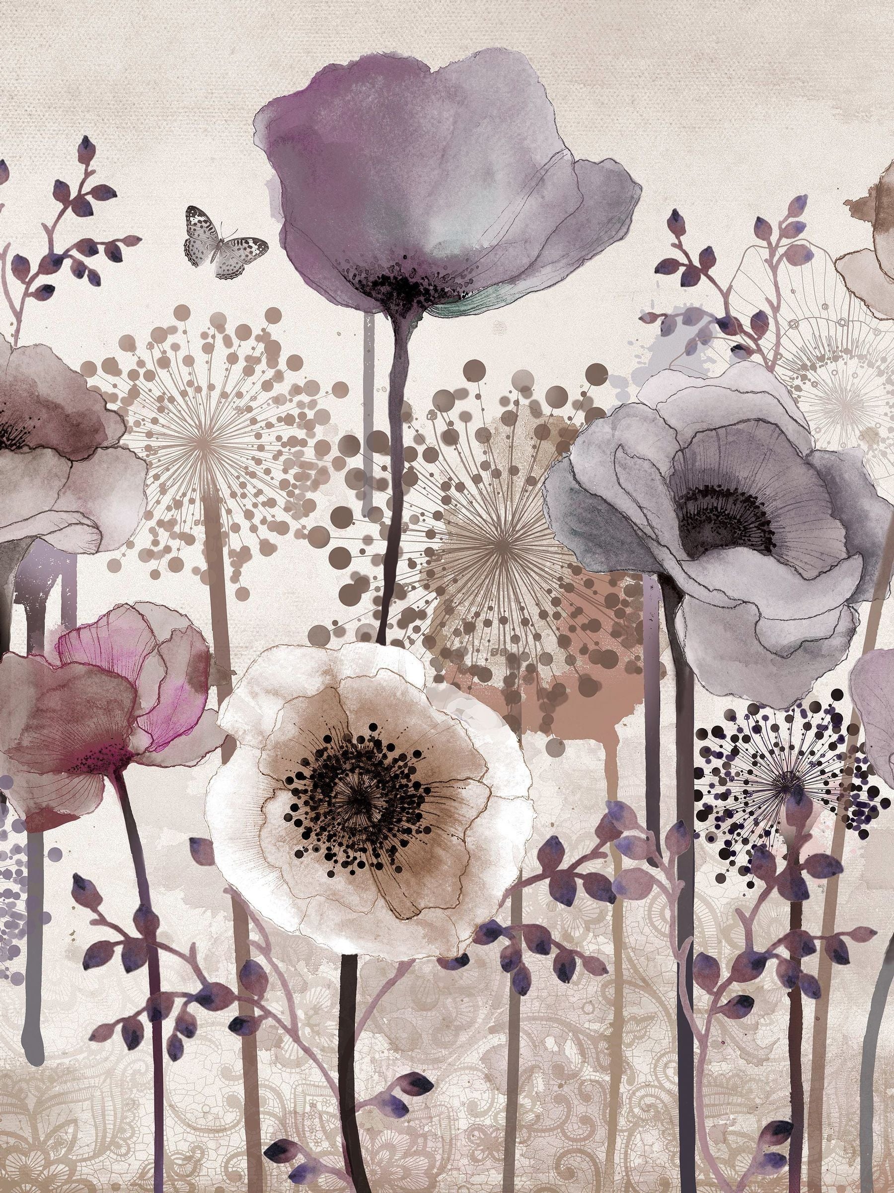 Art For The Home Purple Poppy mural 4M, UK version
