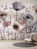 Art For The Home Purple Poppy mural 4M, UK version
