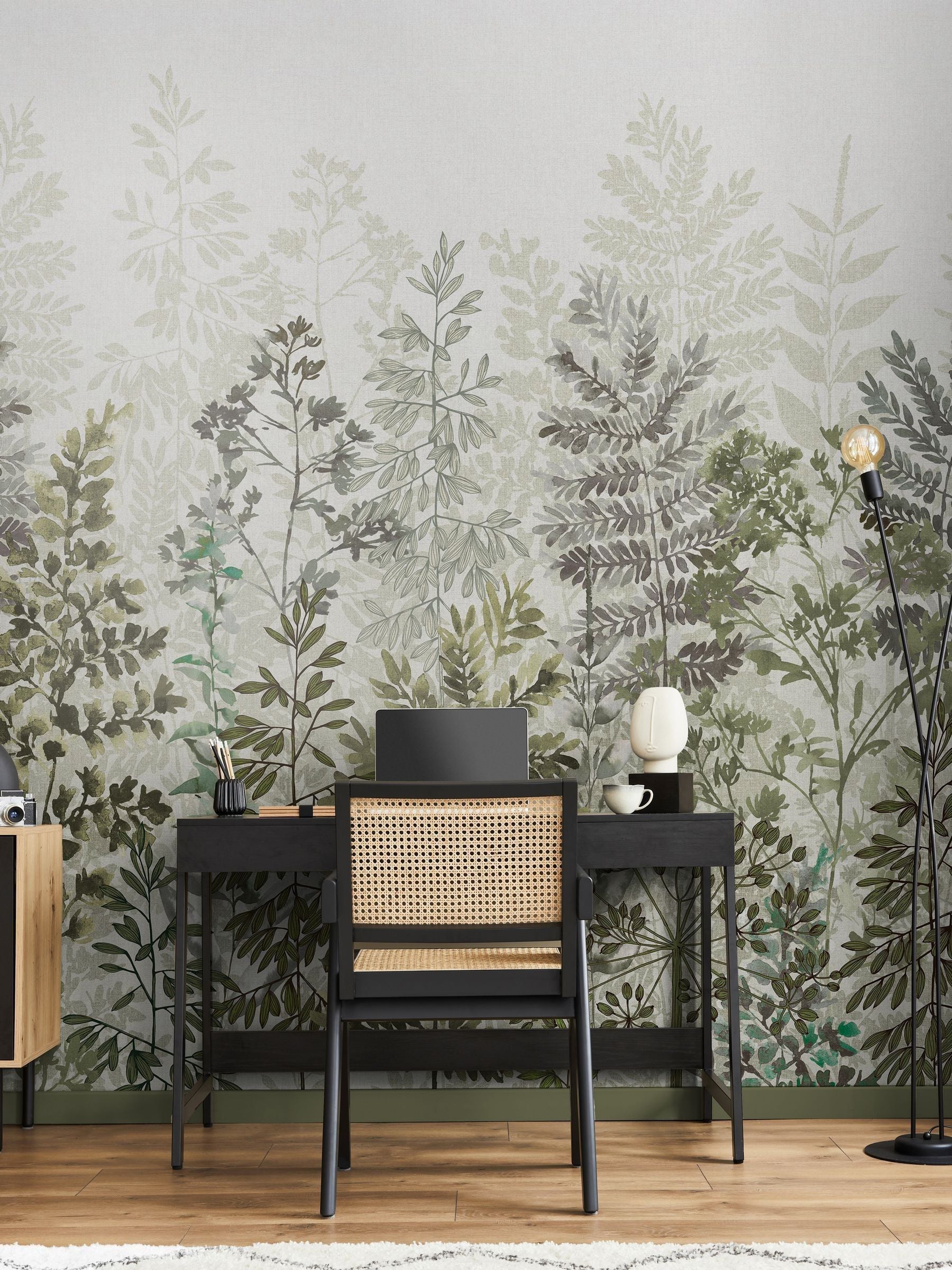 Art For The Home sage leaf silhouette 3M mural, UK version
