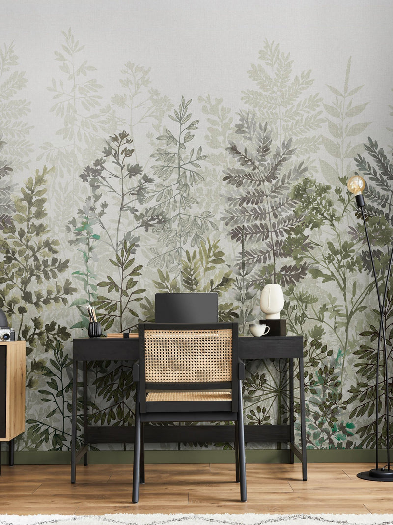 Art For The Home sage leaf silhouette 3M mural, UK version