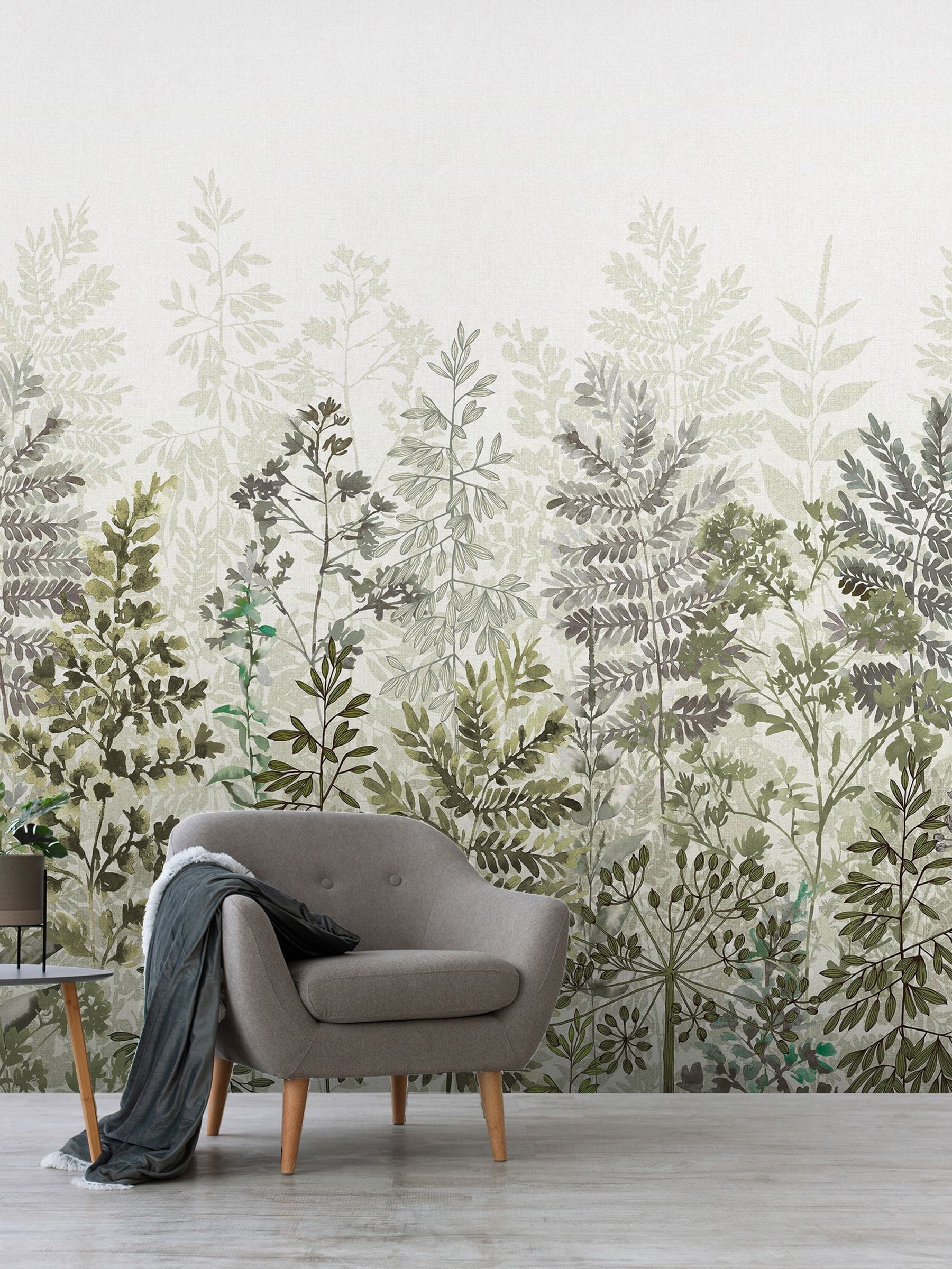 Art For The Home sage leaf silhouette 3M mural, UK version