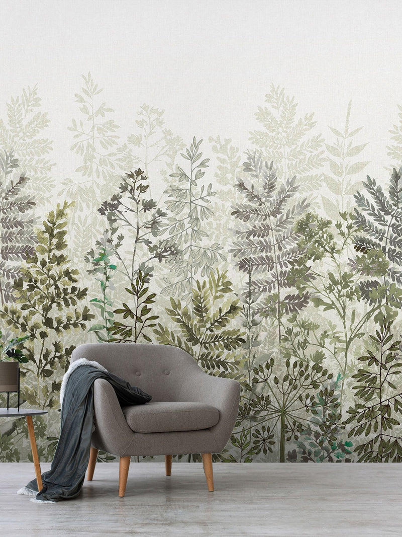 Art For The Home sage leaf silhouette 3M mural, UK version