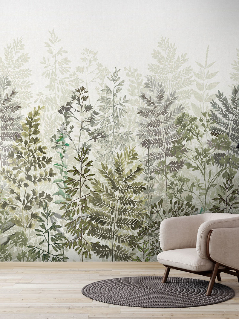 Art For The Home sage leaf silhouette 3M mural, UK version