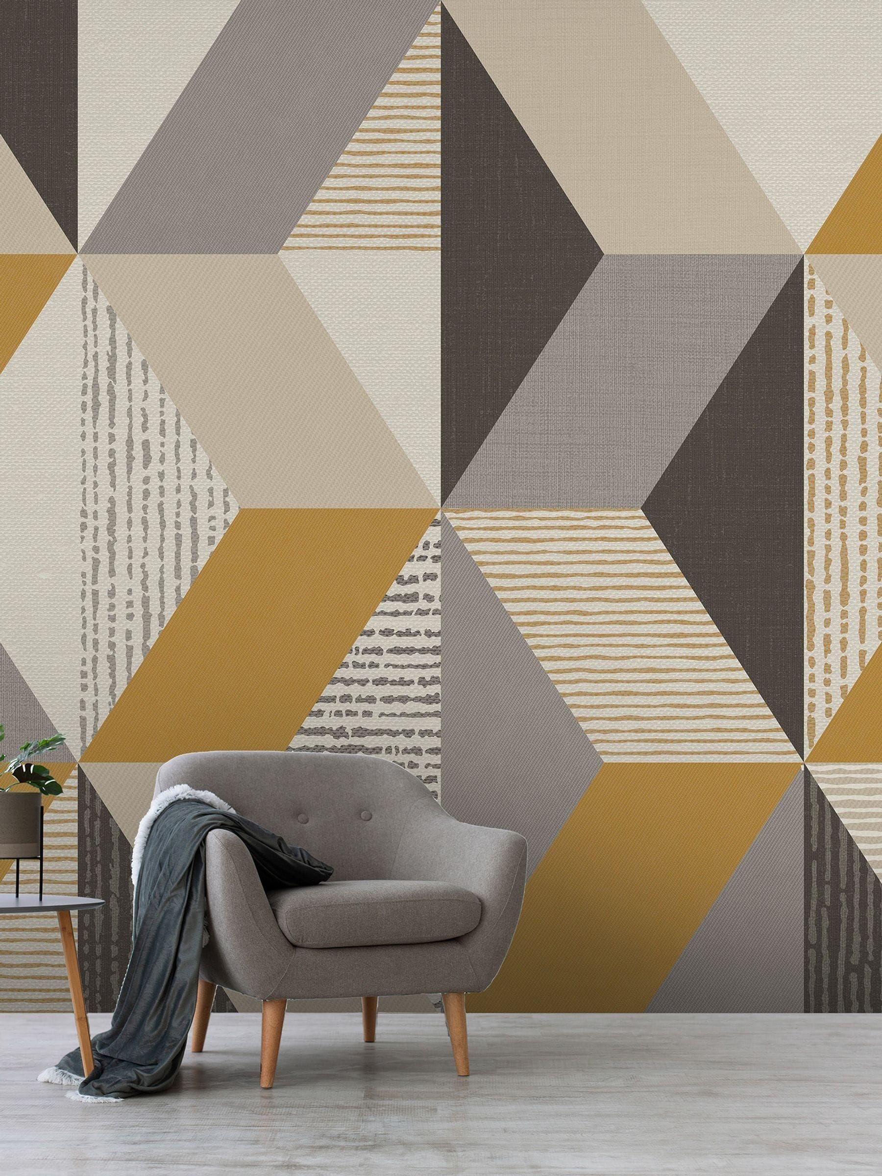 Art For The Home yellow geometric mural 4m (British brand)