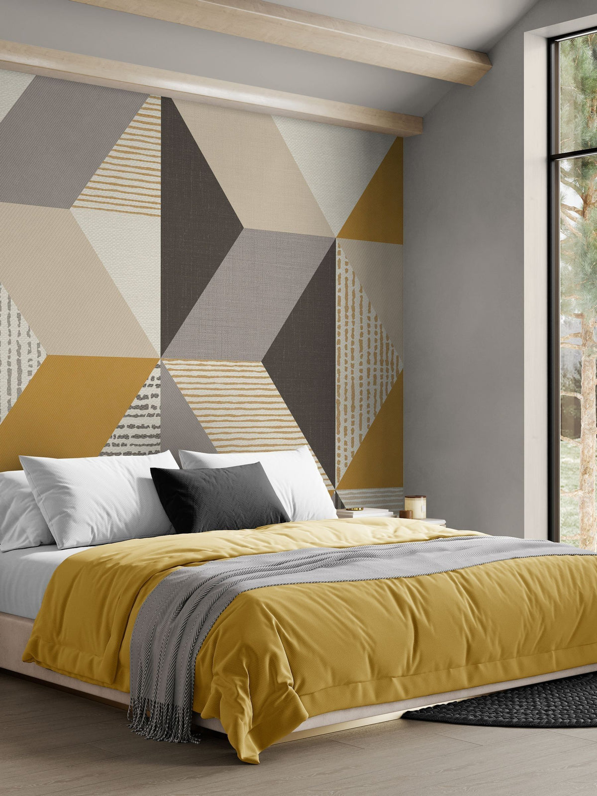 Art For The Home yellow geometric mural 4m (British brand)