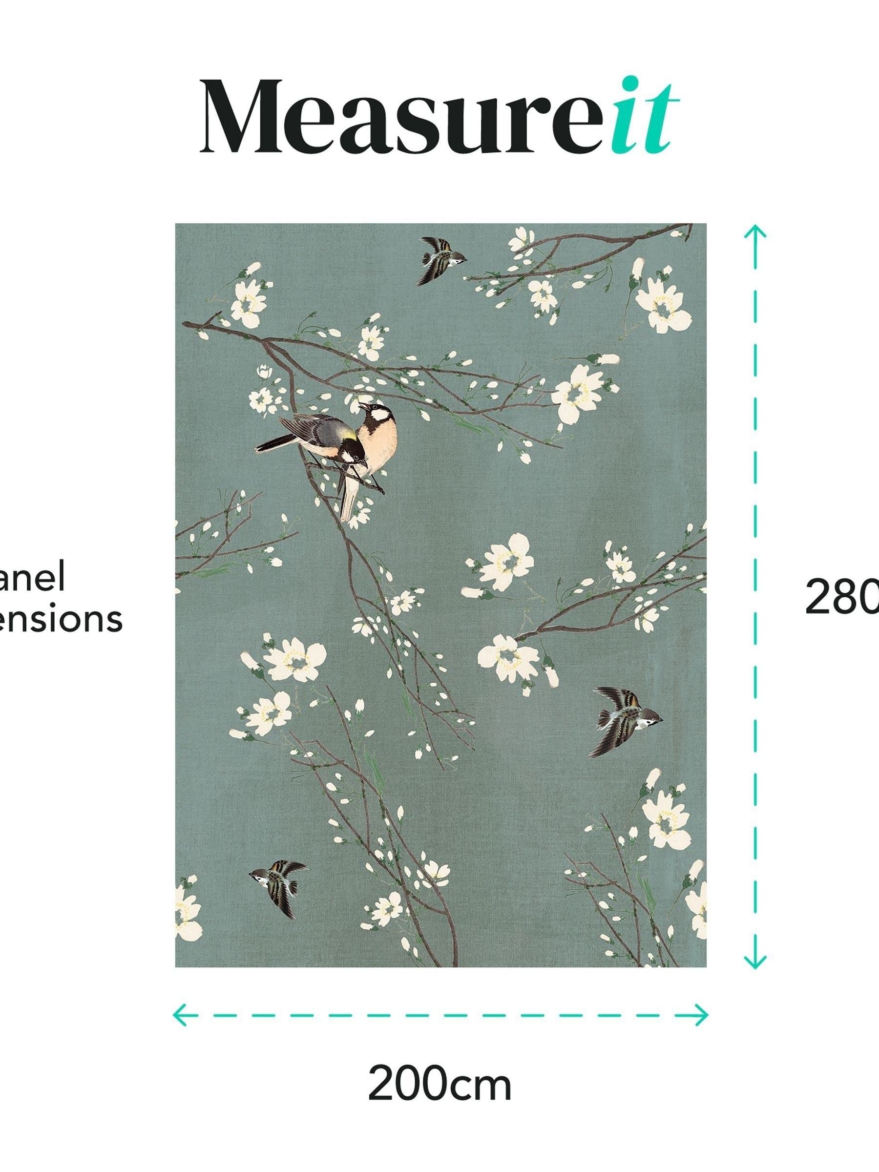 Art For The Home dark duck egg birds and blossom mural 2M, UK version