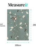 Art For The Home dark duck egg birds and blossom mural 2M, UK version