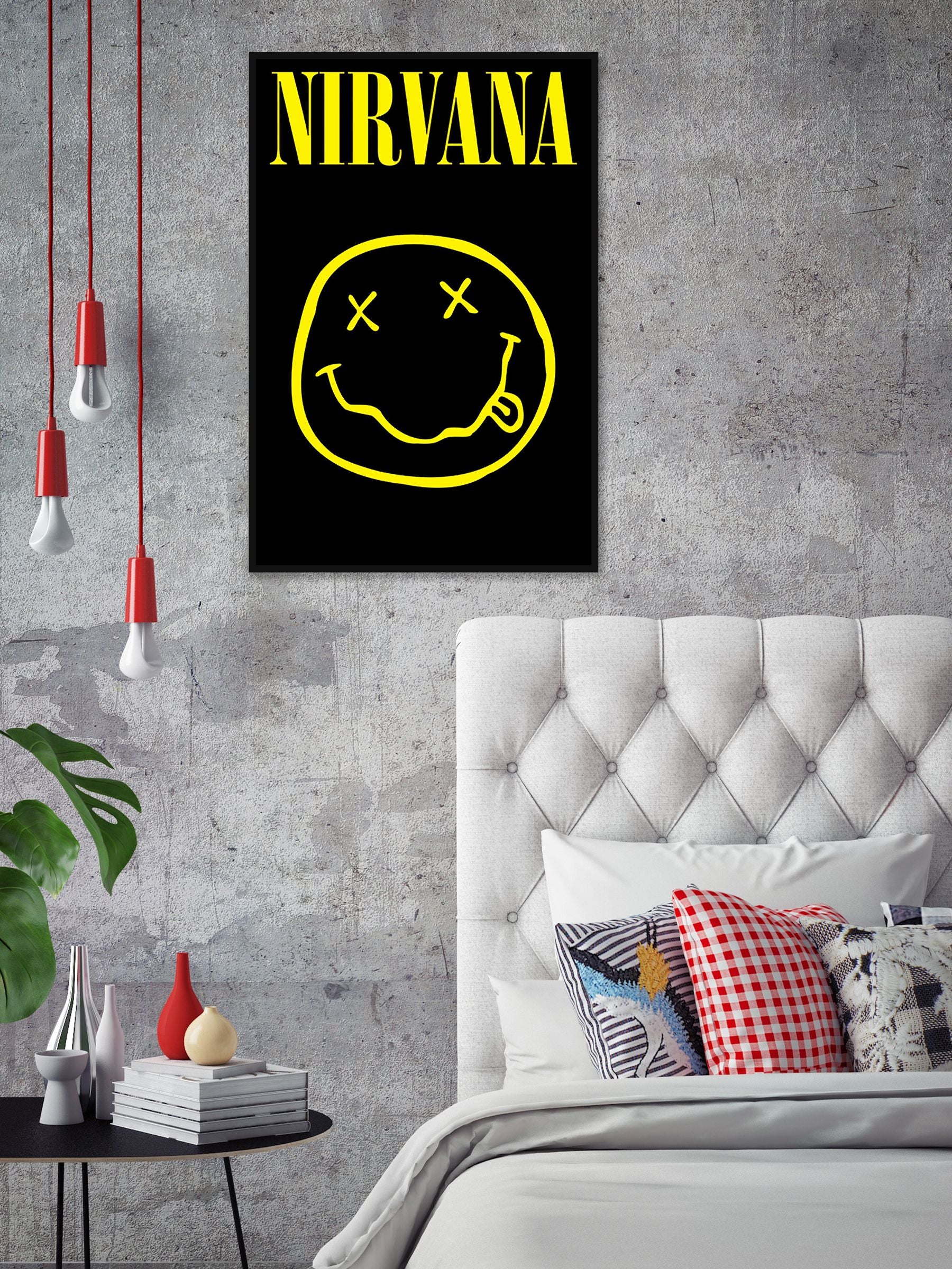 Pyramid International Nirvana Smiley framed poster 61 x 91.5cm, imported from the UK