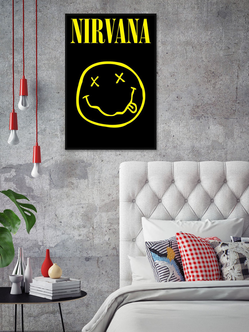 Pyramid International Nirvana Smiley framed poster 61 x 91.5cm, imported from the UK