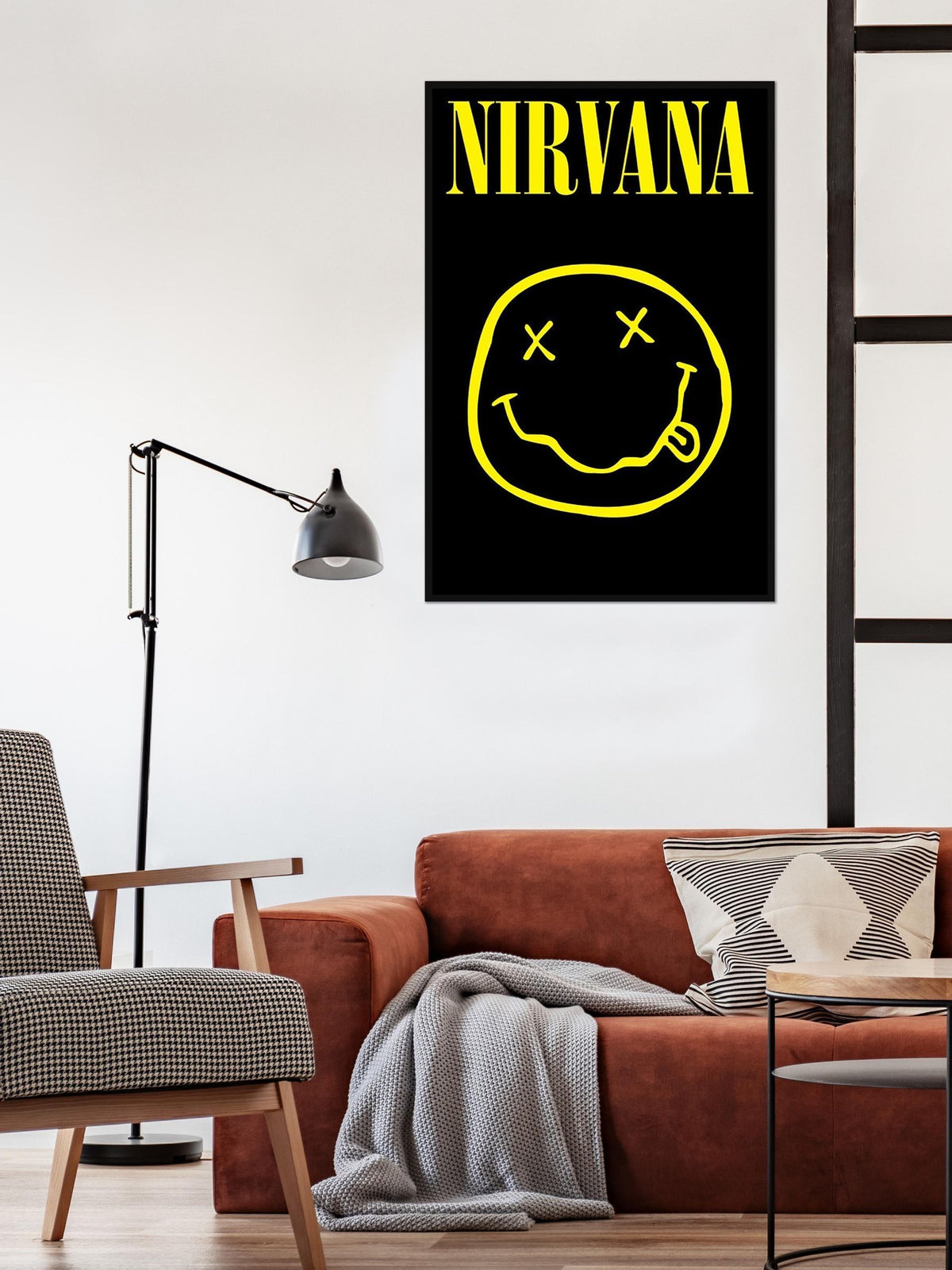 Pyramid International Nirvana Smiley framed poster 61 x 91.5cm, imported from the UK