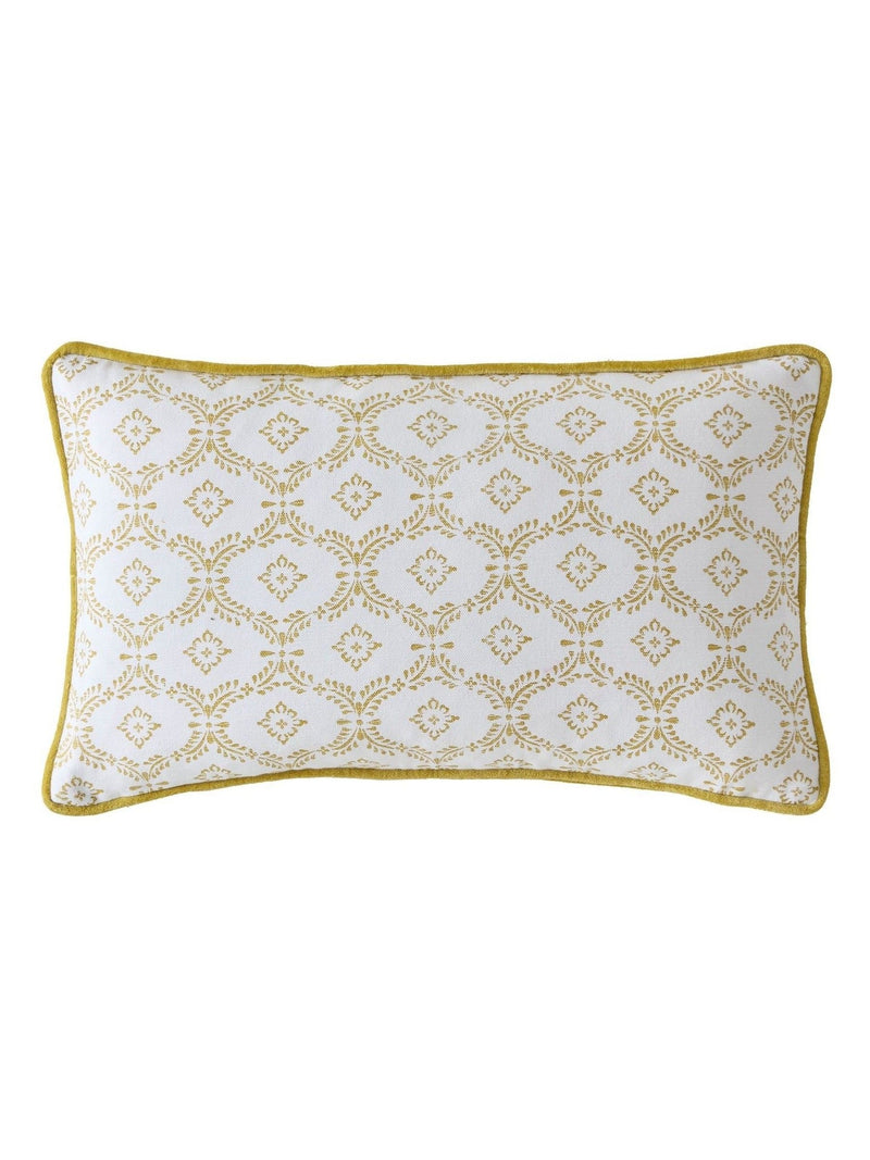 Laura Ashley yellow ochre cotton cushion with plush pad, imported from the UK