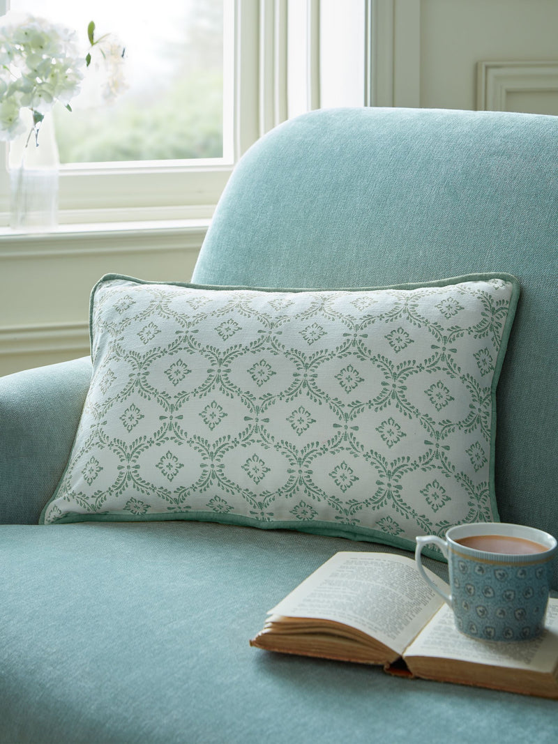 Laura Ashley sage green Norton cushion 100% cotton, imported from the UK