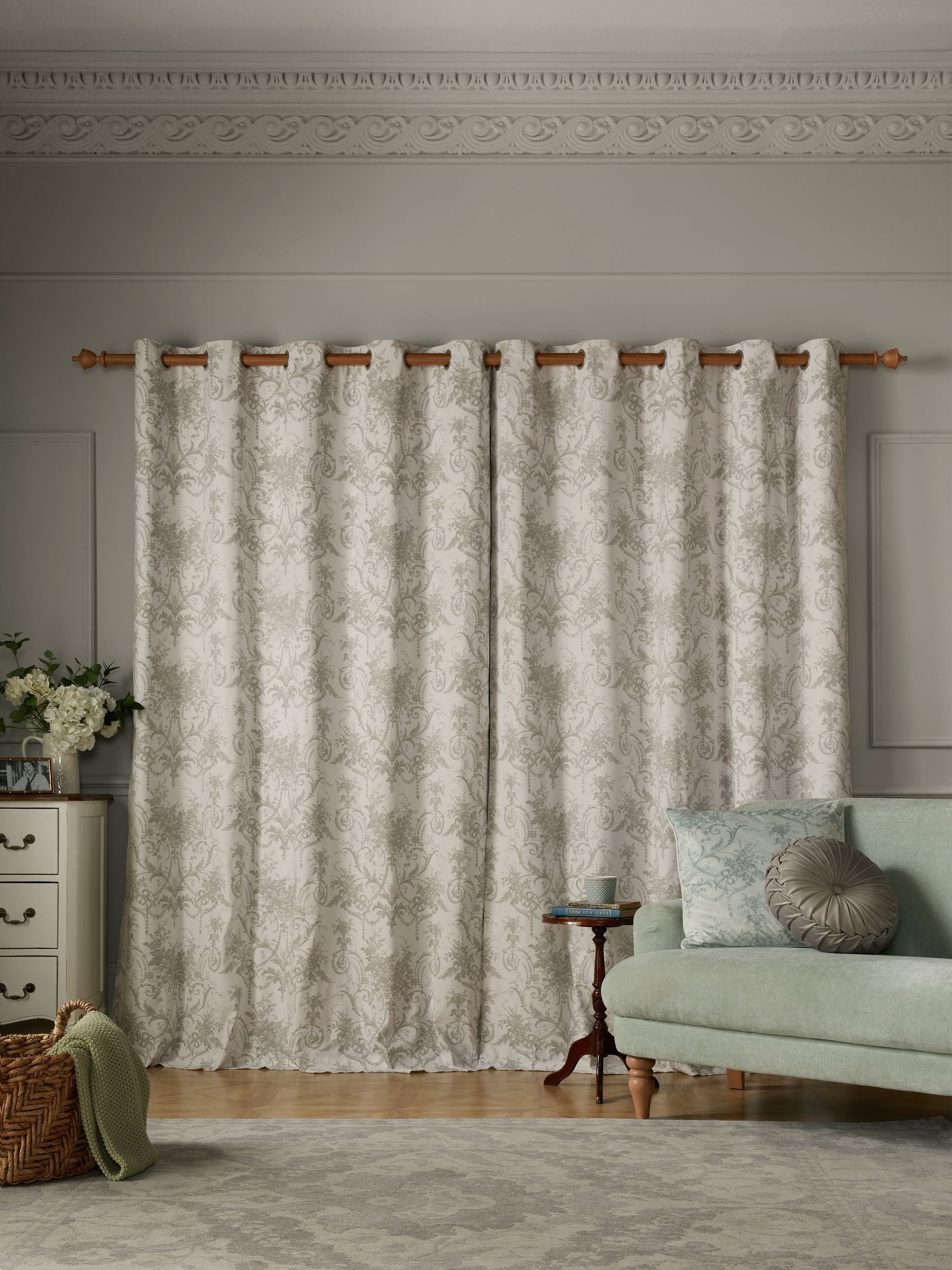 Laura Ashley Tuileries eyelet curtain grey dark dove 163cm - British product