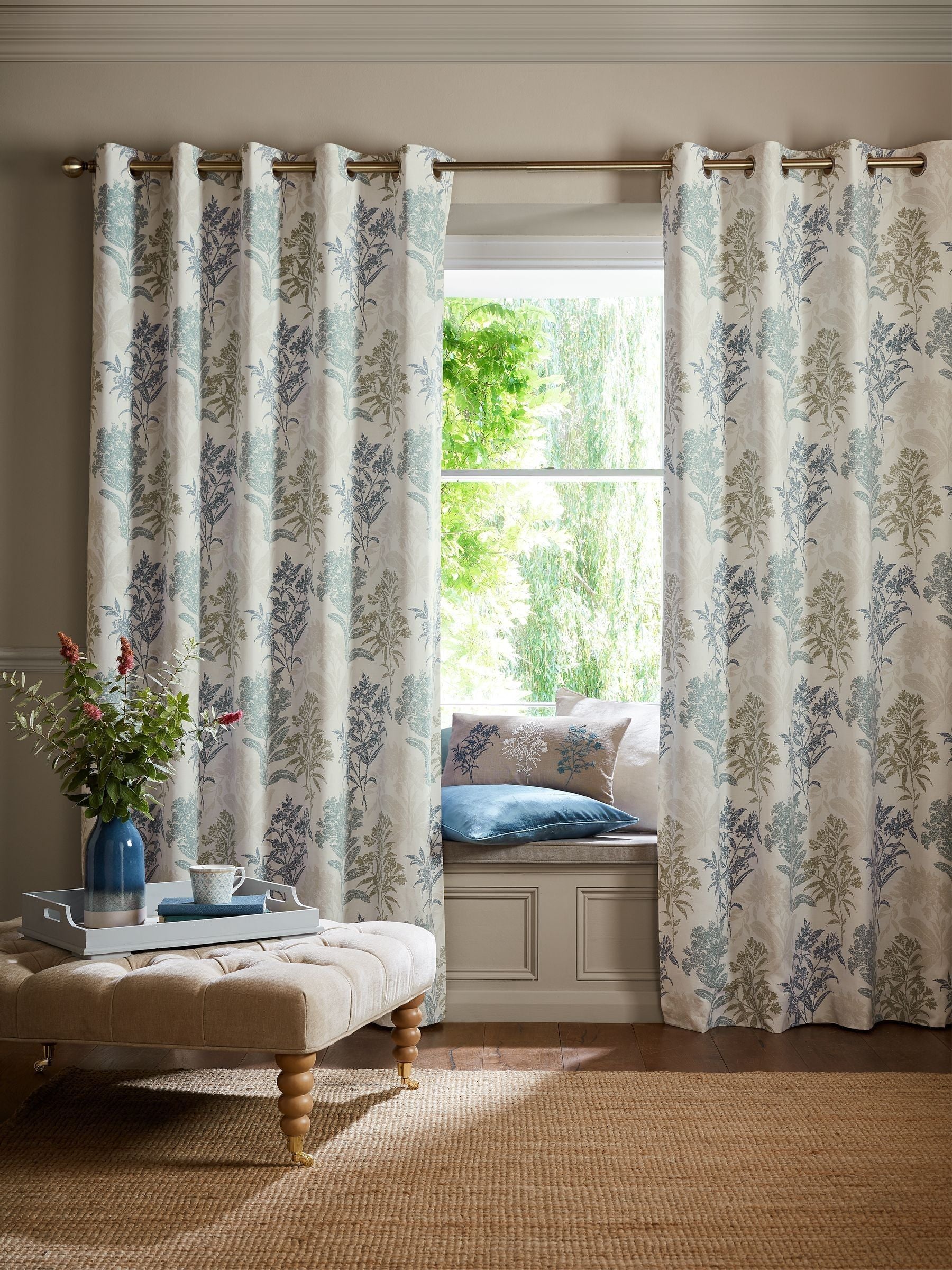 Laura Ashley Blue Seaspray Tenby blackout curtains - British product
