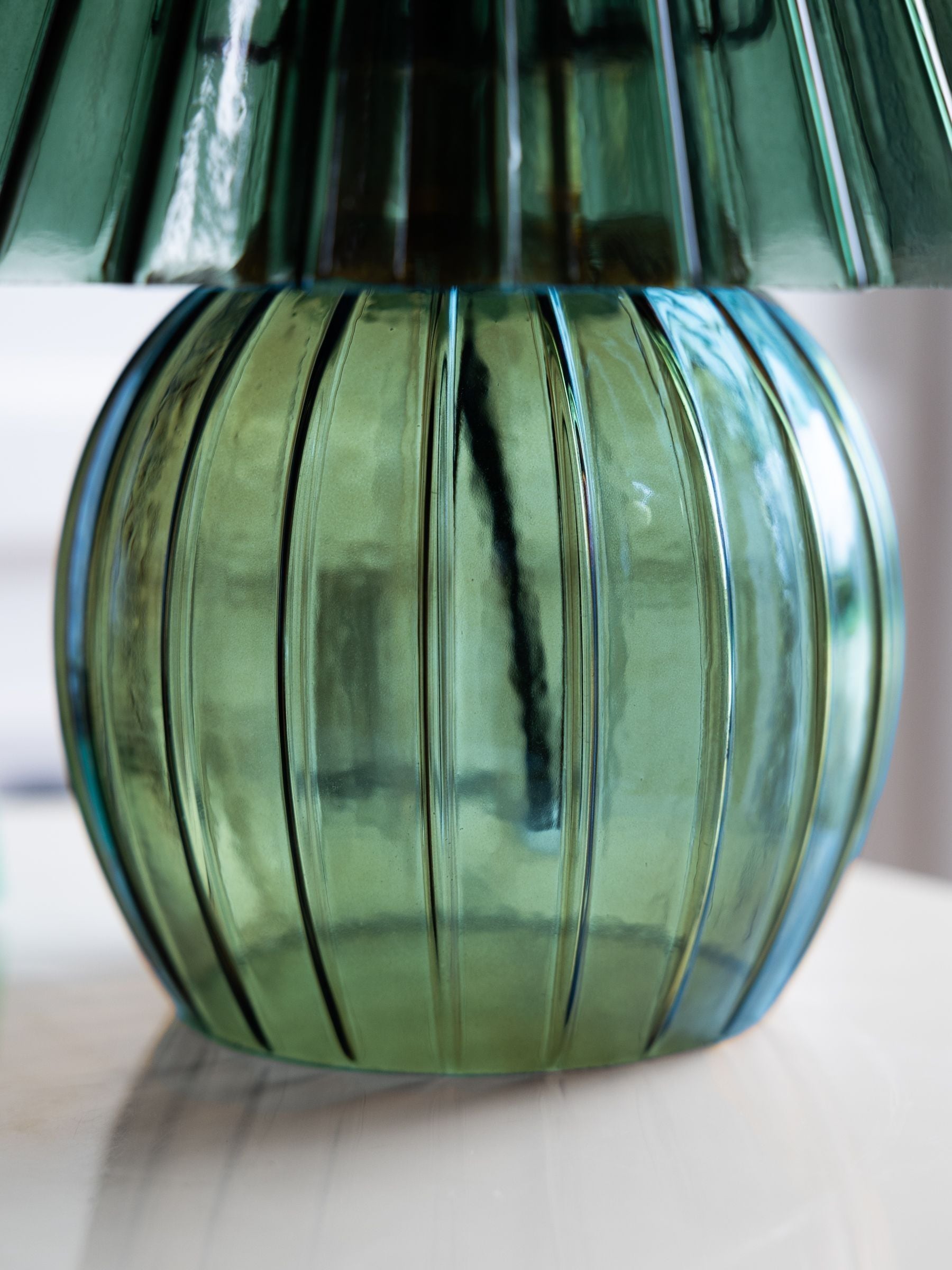 Rockett St George green glass table lamp, UK version