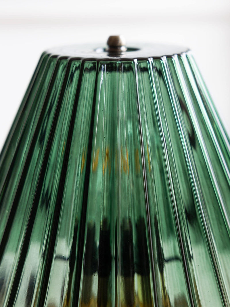 Rockett St George green glass table lamp, UK version