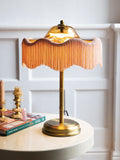 Rockett St George Amber Orange Fringe Glass Table Lamp, imported from the UK