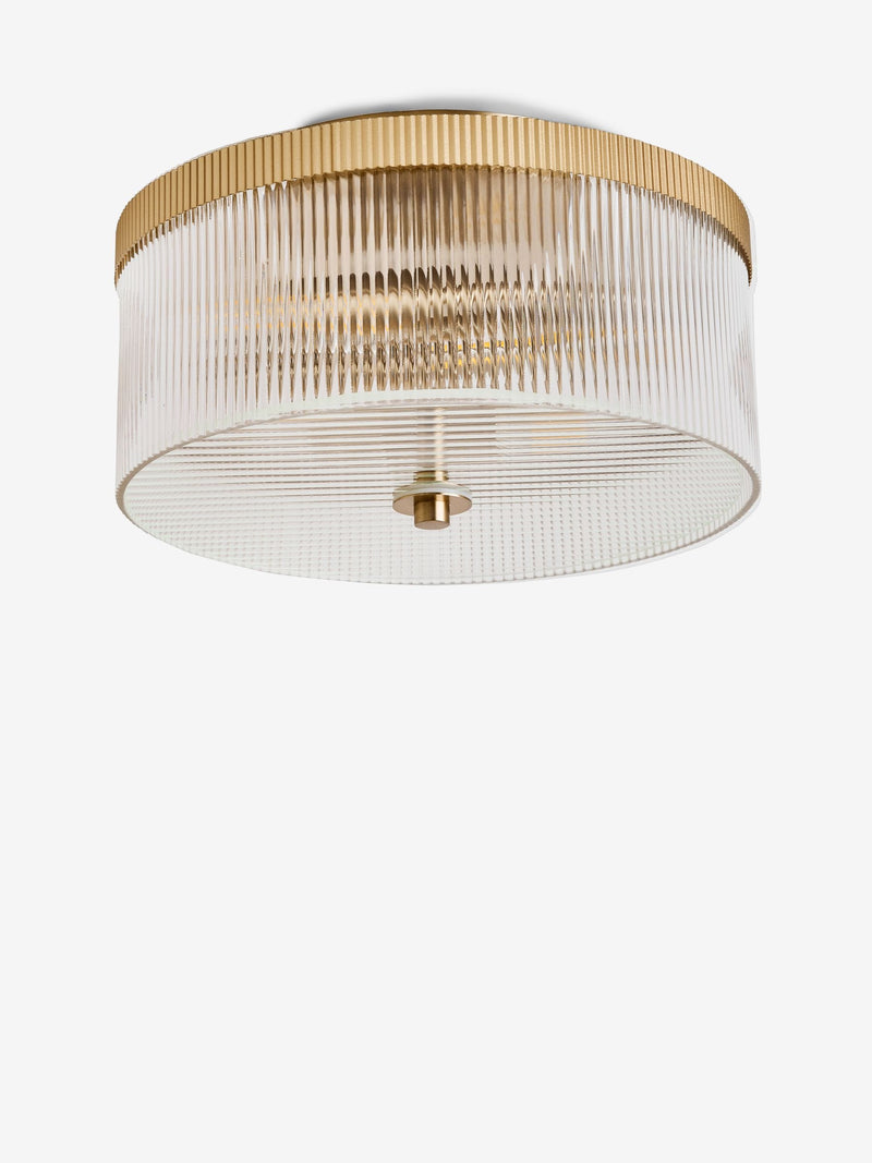 Lipsy flush ceiling light brass ridge glass 33cm, UK version