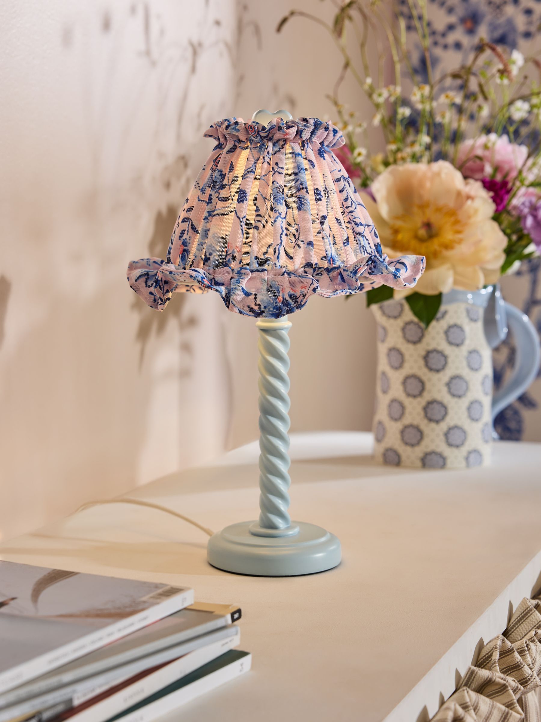 Cath Kidston Blue Barley Twist Table Lamp