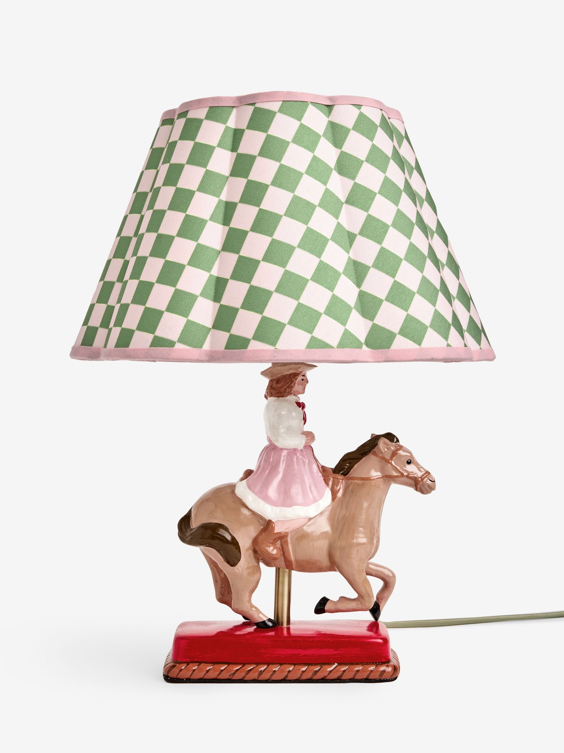 Cath Kidston cowgirl table lamp checkered shade, imported from the UK