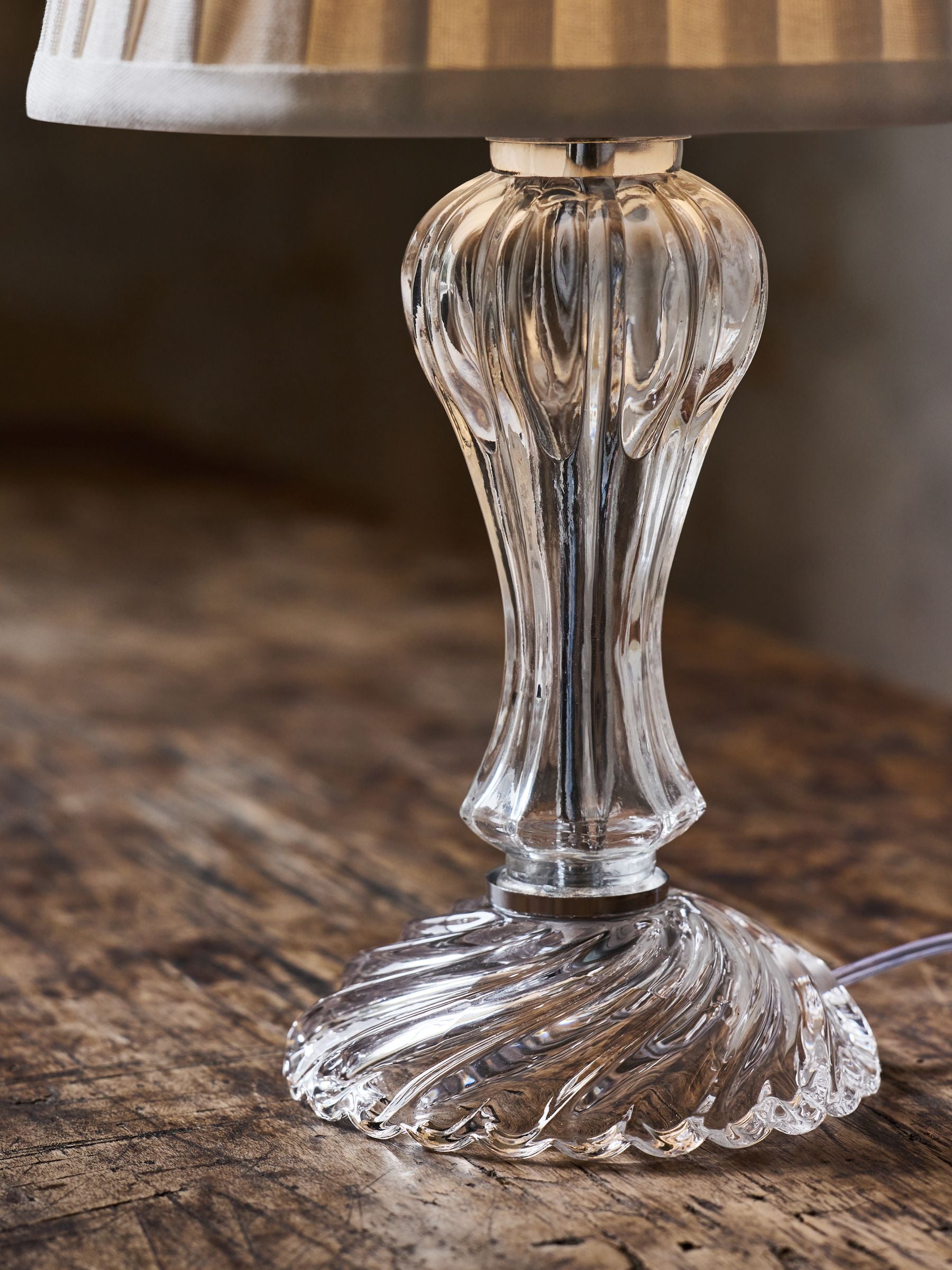 Shabby Chic by Rachel Ashwell clear glass table lamp 37cm, imported from the UK
