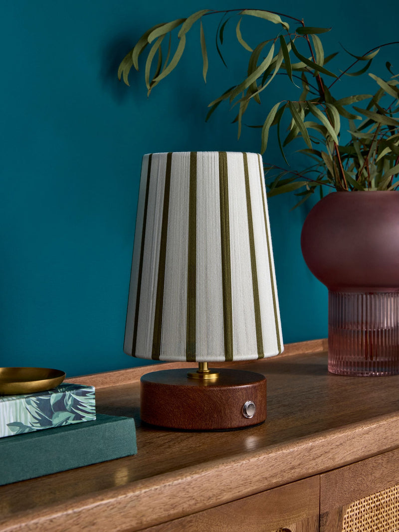 Clarke and Clarke Rattan/Brass Isla Rechargeable Wireless Touch Lamp