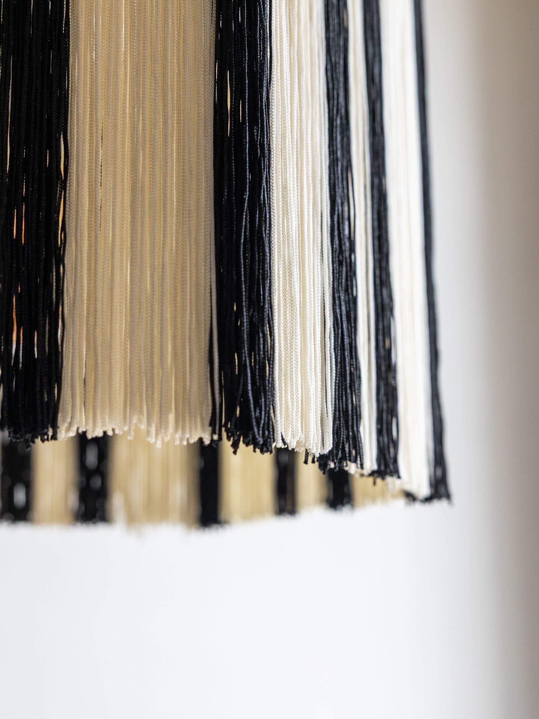 Rockett St George black and white striped fringe ceiling light - British product