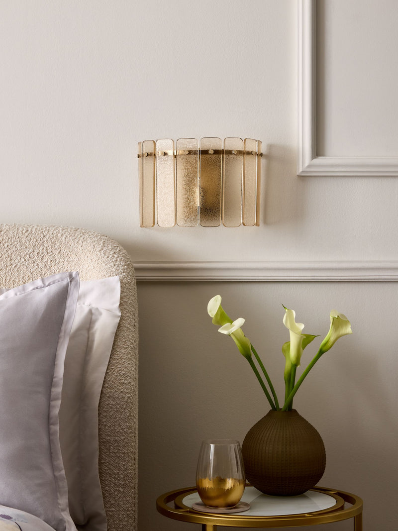 Lipsy crackle glass wall light in champagne gold - British product