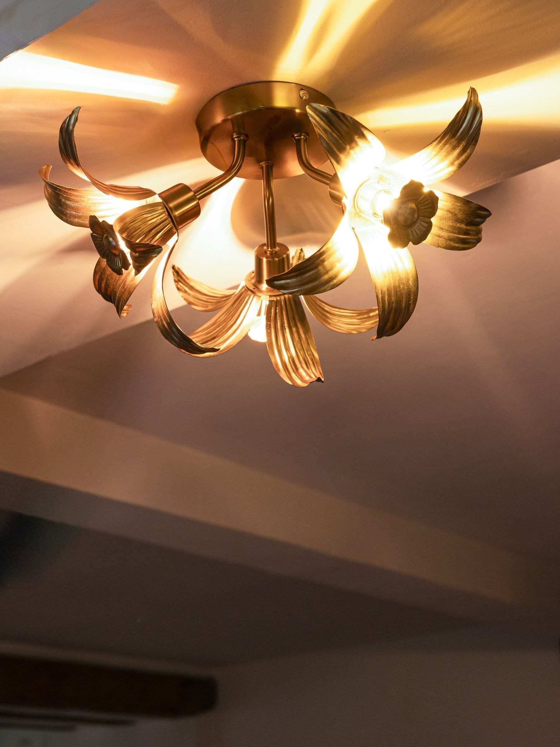Rockett St George brass flush flower ceiling light (British brand)