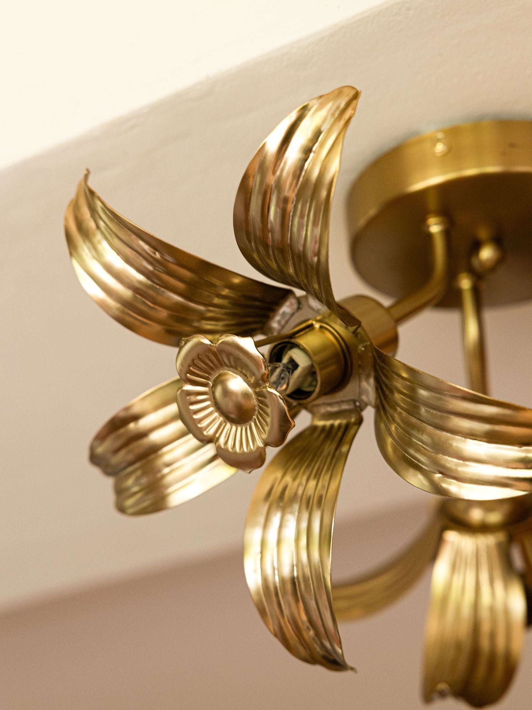 Rockett St George brass flush flower ceiling light (British brand)