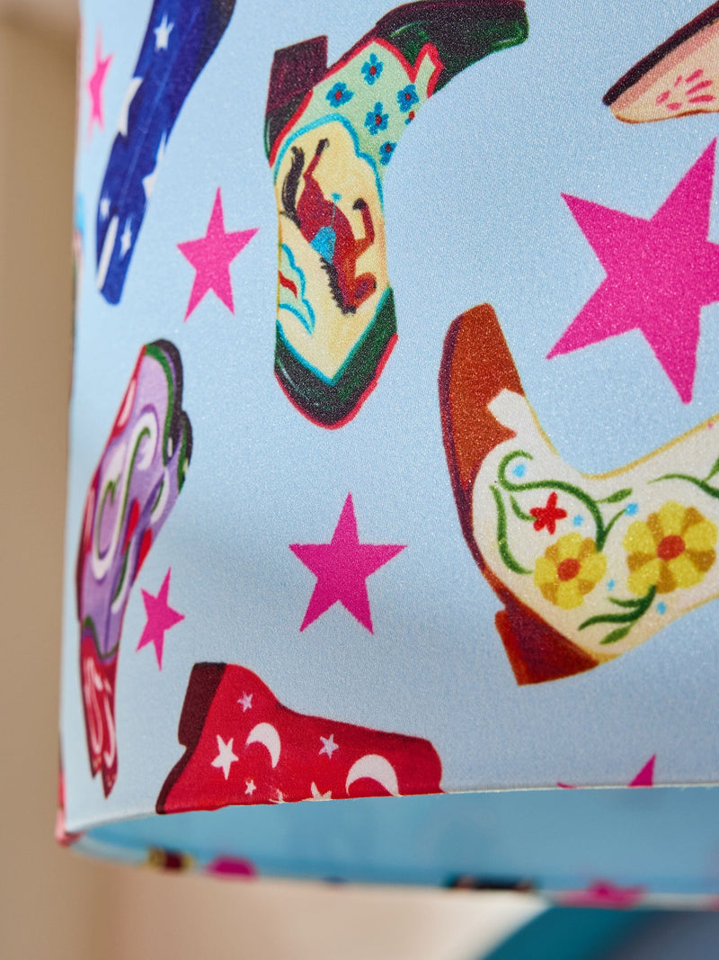 Eleanor Bowmer Pale Blue Cowboy Easyfit lampshade 25cm, imported from the UK