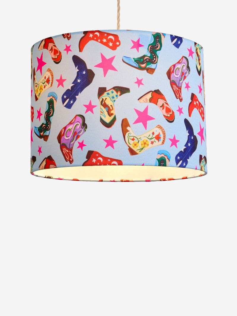 Eleanor Bowmer Pale Blue Cowboy Easyfit lampshade 25cm, imported from the UK