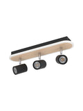 Eglo modern 3-light spotlight wood and steel 46cm, UK version