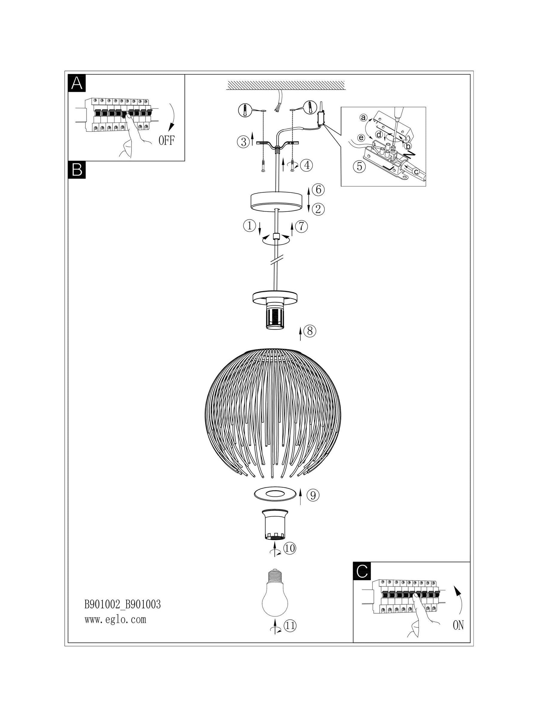 Eglo Black Venezuela pendant light - British product