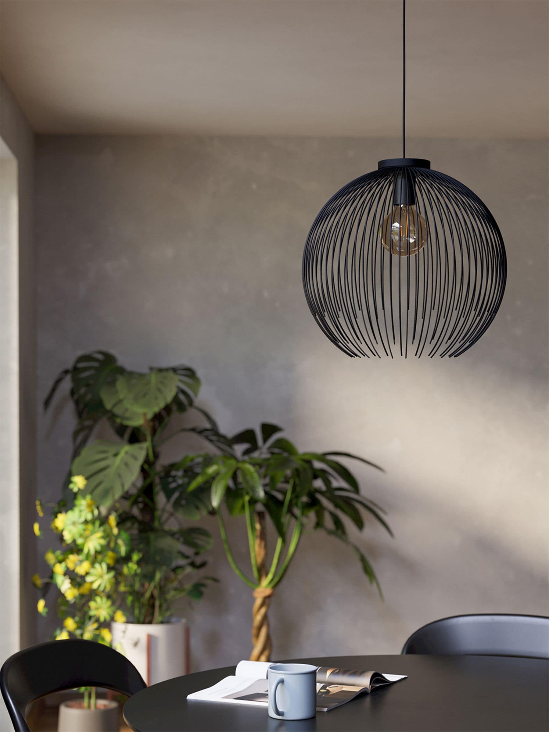 Eglo black steel pendant ceiling light 110cm - British product