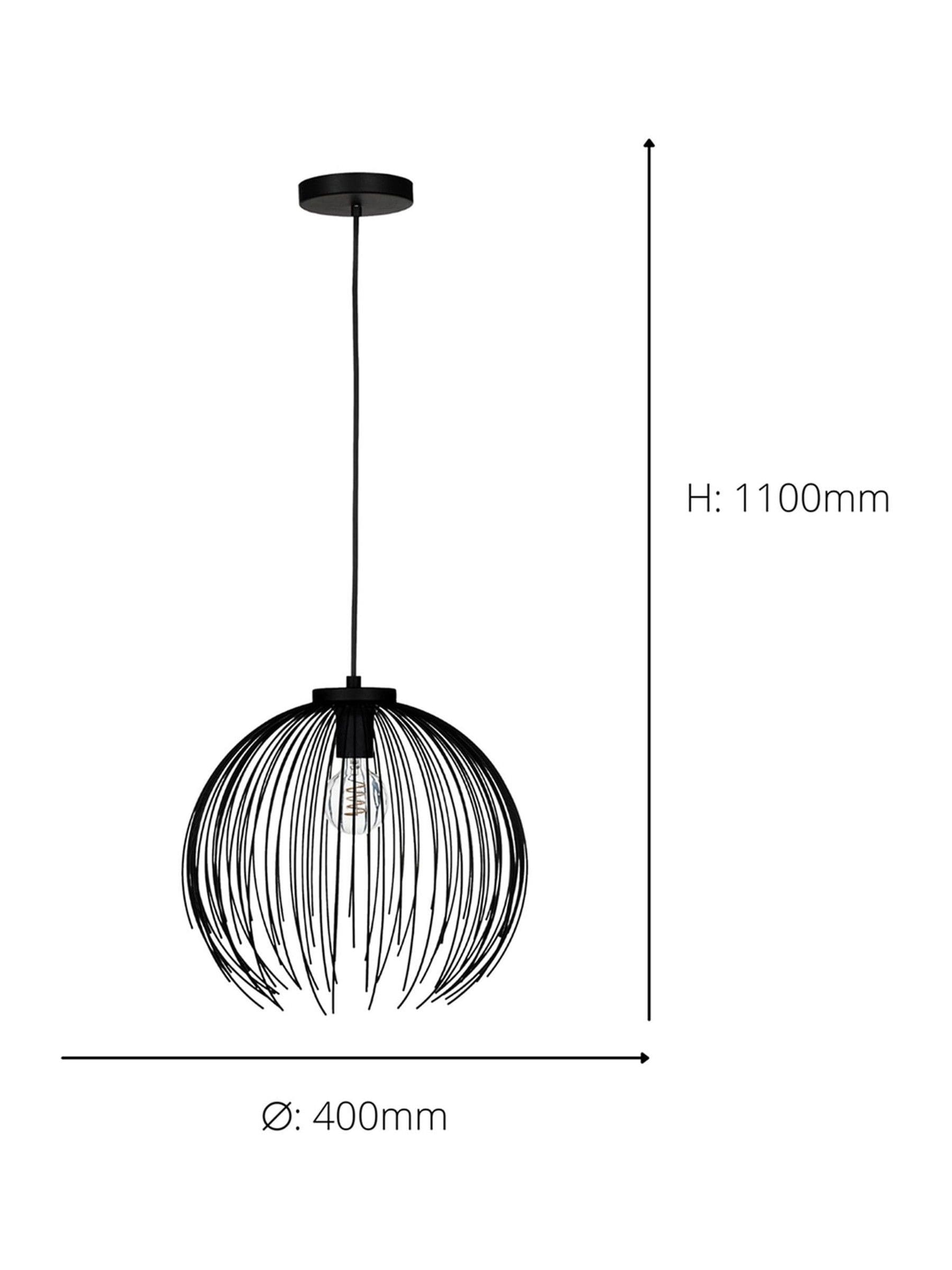 Eglo black steel pendant ceiling light 110cm - British product