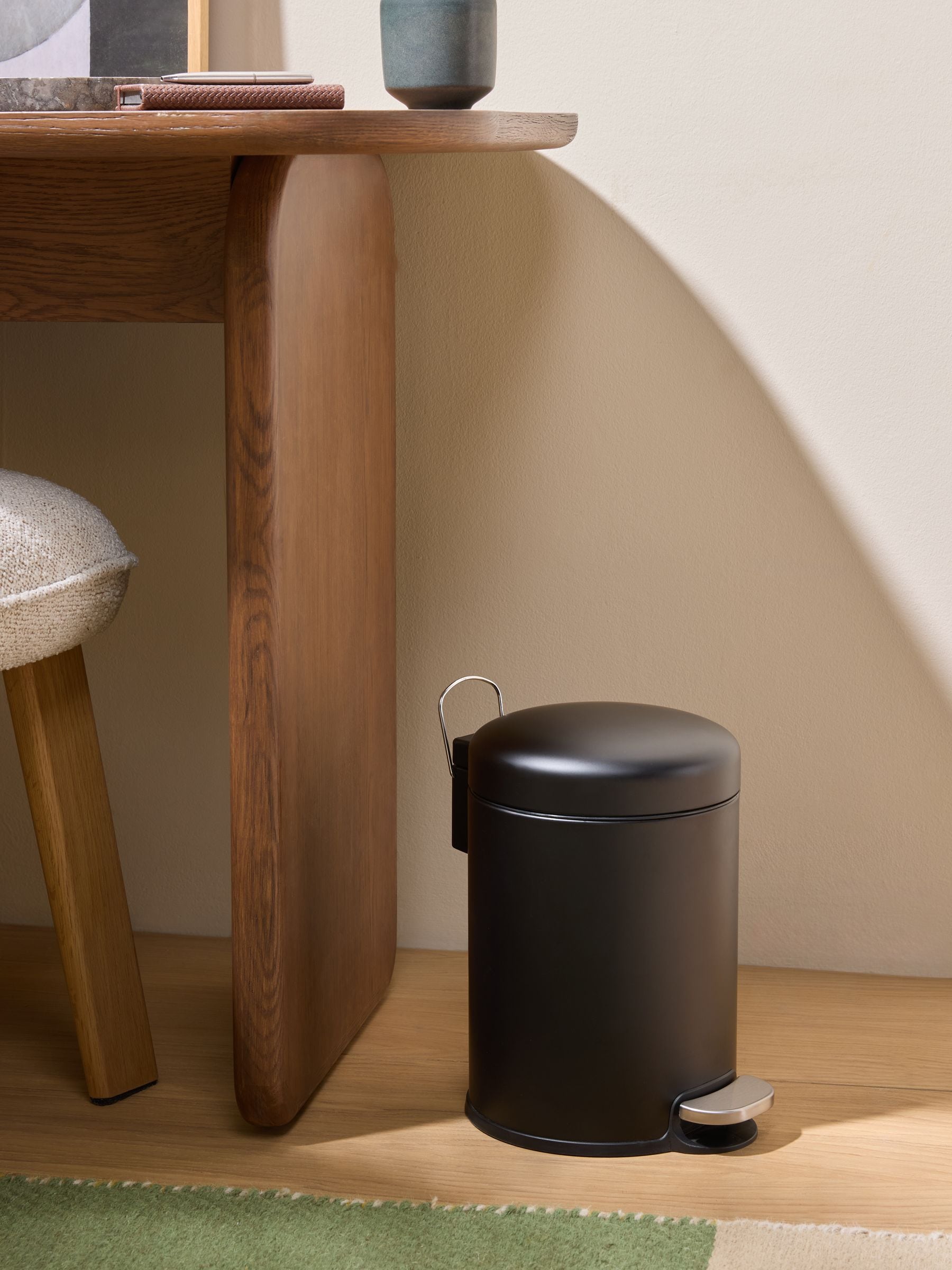 MADE.COM Black Joss pedal bin 5 litre, imported from the UK