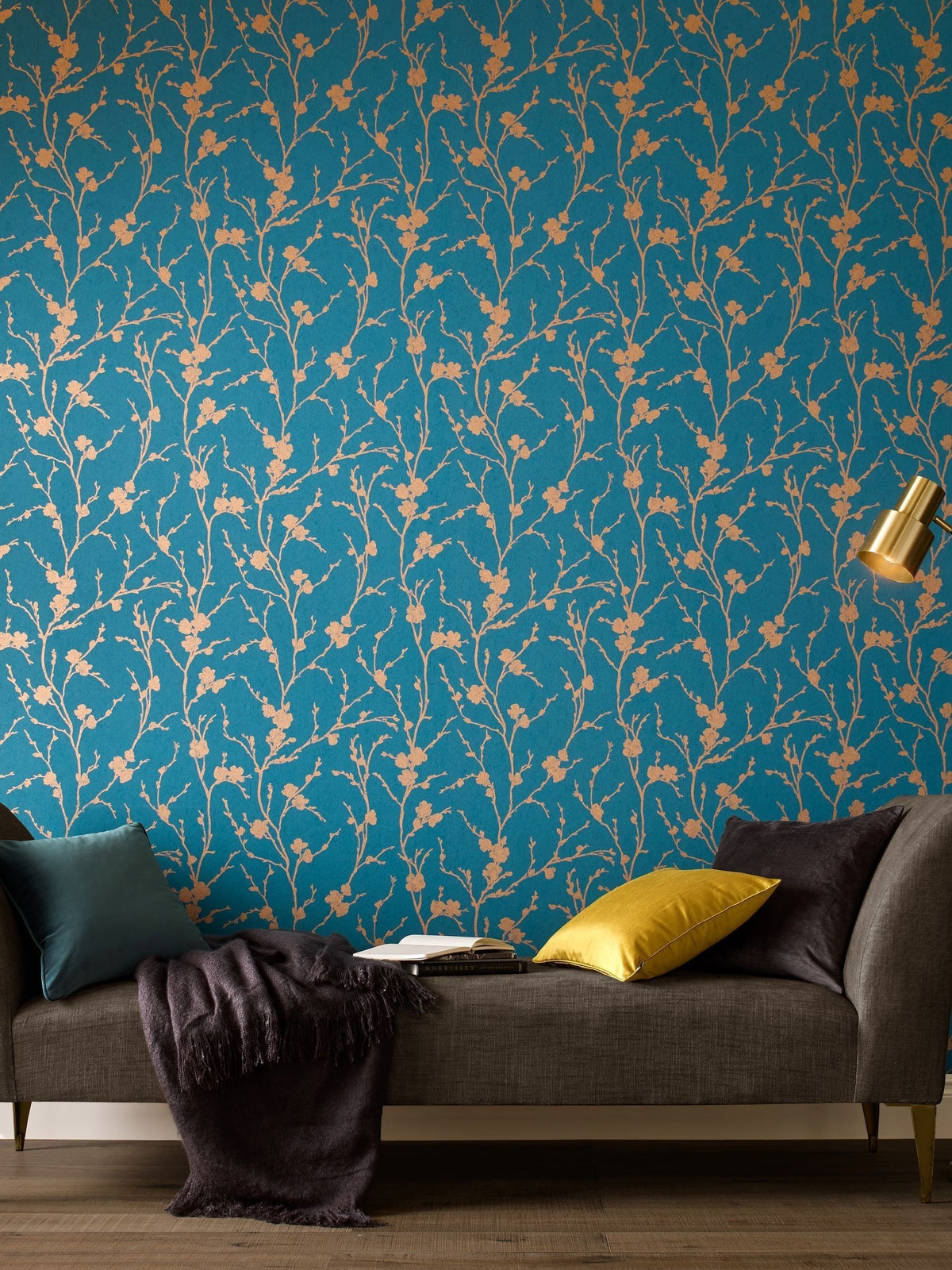Graham & Brown Teal Meiying wallpaper sample A4 - British product
