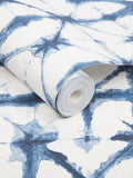 Graham & Brown blue A4 wallpaper sample with indigo shibori pattern (British brand)