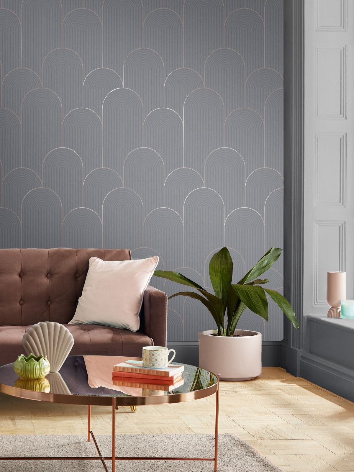 Graham & Brown Green or Gold Lancet Wallpaper Sample A4