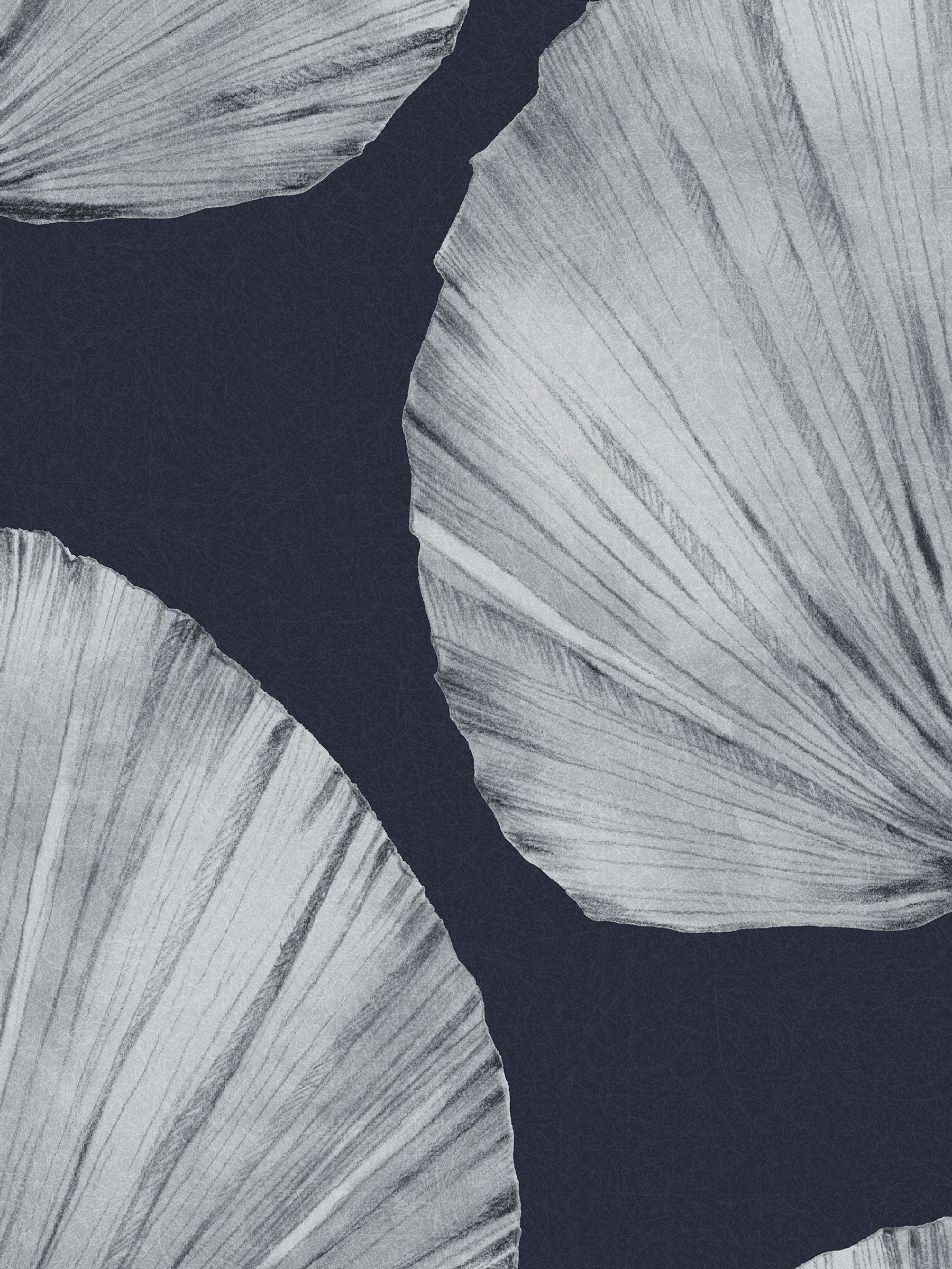 Graham & Brown Navy Palm Fan wallpaper sample A4 (British brand)