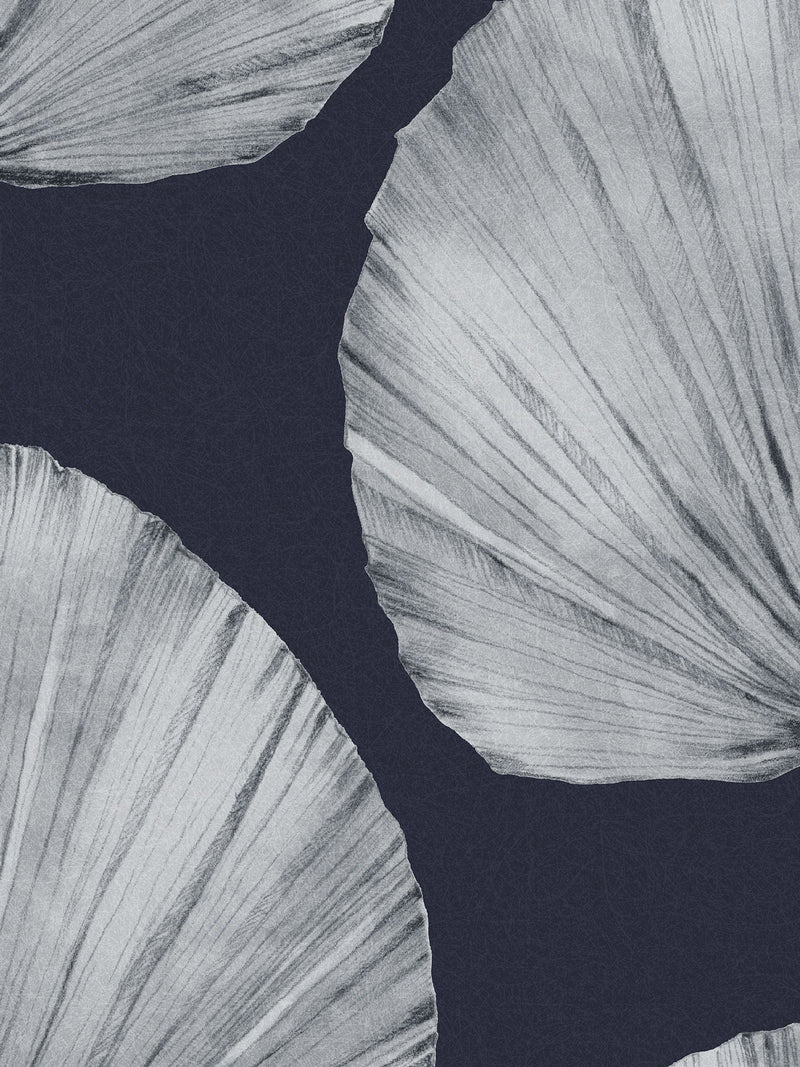 Graham & Brown Navy Palm Fan wallpaper sample A4 (British brand)