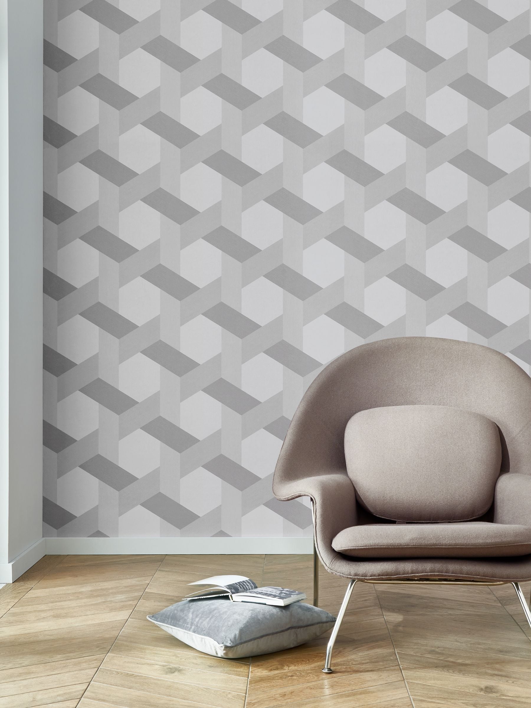 Graham & Brown wallpaper sample Fractal Grey A4, imported from the UK