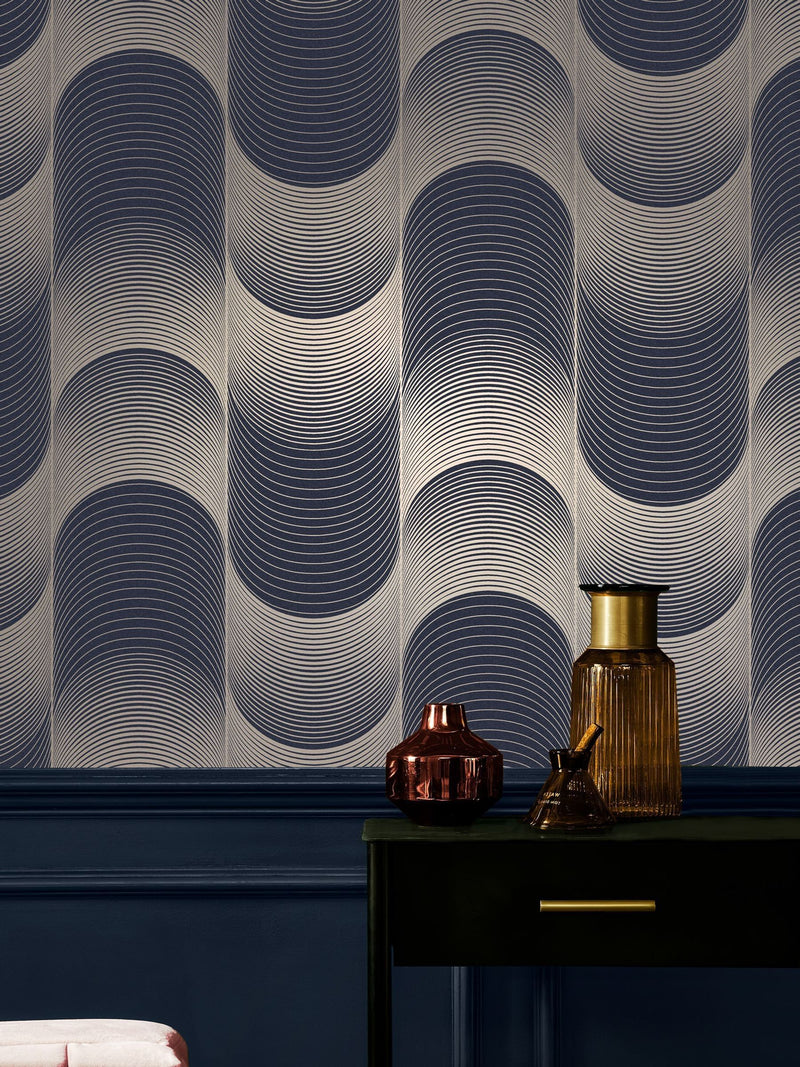 Graham & Brown Navy or Pale Gold Eclipse A4 Wallpaper Sample